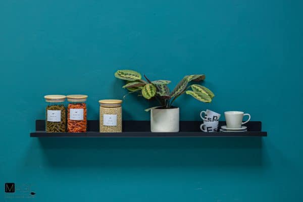 מדפי מתכת שחורים